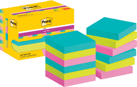 KART. POST-IT® SUPER STICKY NOTES,COSMIC,47,6X47,6MM,90K.12 BL./ 3M ...