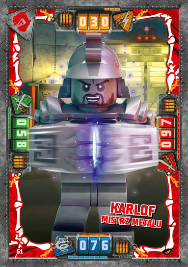 Karta LEGO NINJAGO TCG seria 4 - 61 Karlof Mistrz Metalu Blue Ocean Entertainment Polska Sp. z o.o.