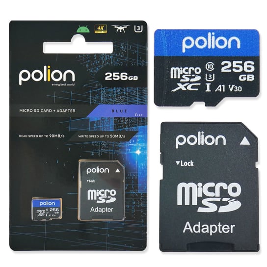 Karta microSD 256GB C10/U3/V30 4K do telefonu + adapter SD Polion