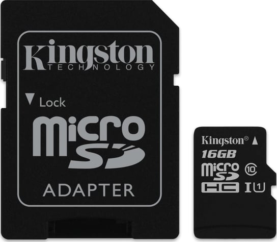 Karta pamęci KINGSTON SDC10G2/16GB, MicroSDHC, 16 GB + adapter Kingston