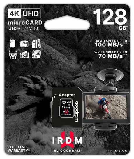 Karta pamięci 128GB + adapter microSDXC, UHS-1, U3, V30 GOODRAM IRDM IR-M3AA-1280R12 100/70 MB/s  (38007101 ) GoodRam