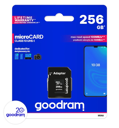Karta pamieci 256GB + adapter microSDXC, UHS-1, U1 GOODRAM M1AA-2560R12 (32507935 ) GoodRam