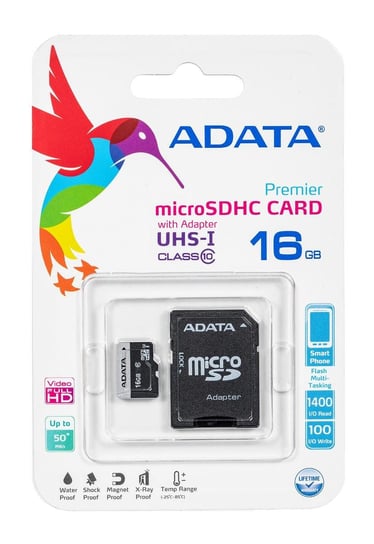 Karta pamięci ADATA microSD Premier 16GB UHS-1/class10 + adapter ADATA