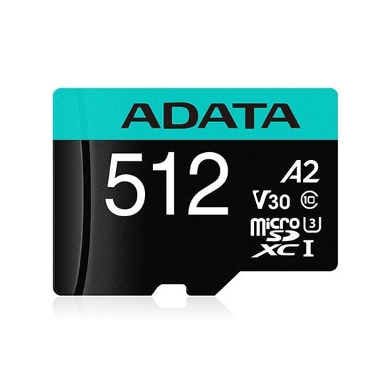 Karta pamięci ADATA microSD Premier Pro, 512 GB, UHS1, U3, V30, A2 + adapter ADATA