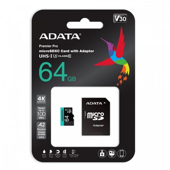 Karta pamięci ADATA Premier Pro, 64 GB, V30, microSD ADATA
