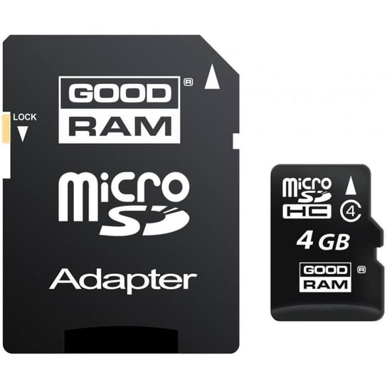 Karta pamięci GOODRAM microSDHC, 4 GB, Class 4 + adapter SD GoodRam