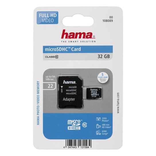 Karta pamięci HAMA microSDHC, 32 GB, Class 10 Hama Polska