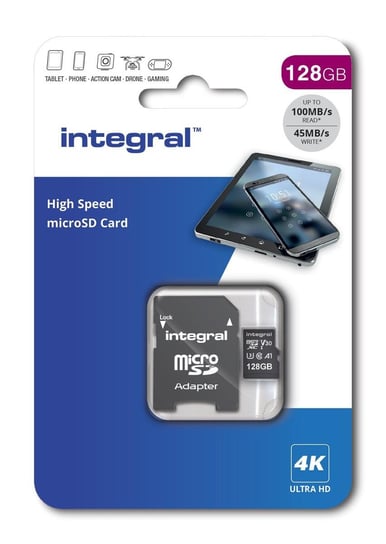 Karta pamięci INTEGRAL High Speed, microSDXC, 128 GB, Class 10, Adapter Integral