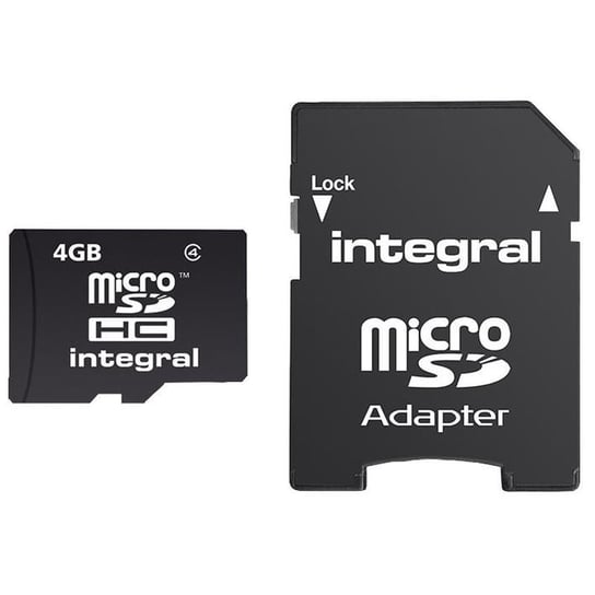 Karta pamięci INTEGRAL micro SDHC, 4 GB, Class 4 + adapter SD Integral