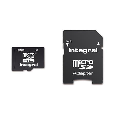 Karta pamięci INTEGRAL microSDHC, 8 GB, Class 4 + adapter SD Integral