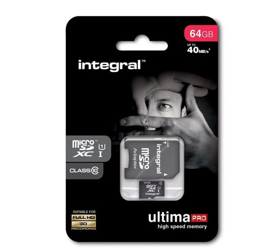 Karta pamięci INTEGRAL Ultima Pro, microSDXC, 64 GB, Class 10 + adapter (microSD - SD) Integral