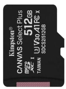Karta pamięci KINGSTON Canvas Select Plus, microSDXC, 512 GB + adapter SD Kingston