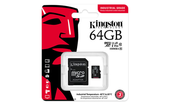 Karta pamięci, KINGSTON, microSDHC Industrial 64GB + SD Adapter Kingston