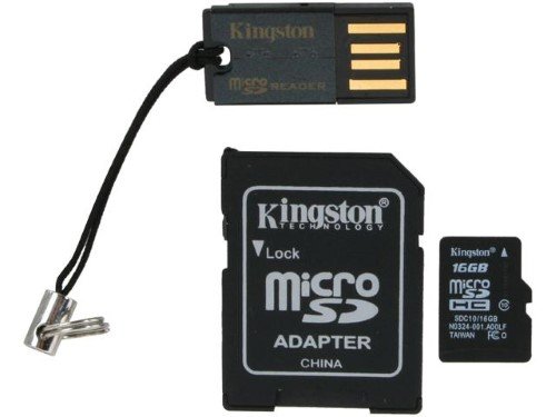 Karta pamięci KINGSTON microSDHC MBLY10G2/16GB, 16 GB, class 10 + adapter + czytnik USB Kingston