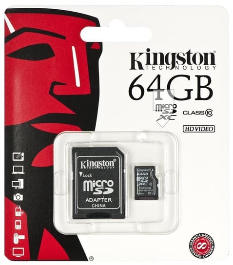 Karta pamięci KINGSTON SDCX10, MicroSDXC, 64 GB + adapter Kingston