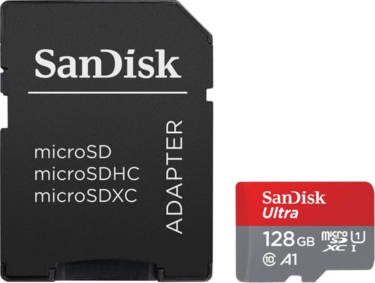 Karta pamięci microSDXC SANDISK Ultra, 128 GB + adapter SD SanDisk
