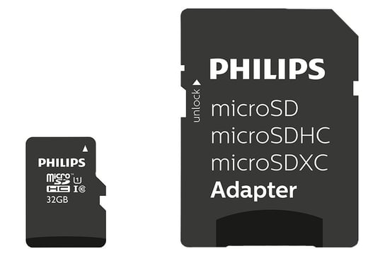 Karta pamięci PHILIPS, microSDHC, 32 GB, Class 10 + adapter Philips