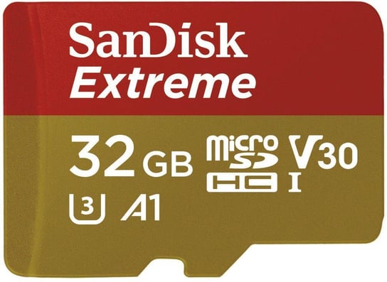 Karta pamięci SANDISK Extreme, microSDHC, 32 GB, A1 C10 V30 UHS-I U3 + adapter SD SanDisk