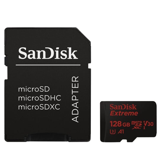 Karta pamięci SANDISK Extreme, microSDXC, 128 GB, A1 C10 V30 UHS-I U3 + adapter SD SanDisk