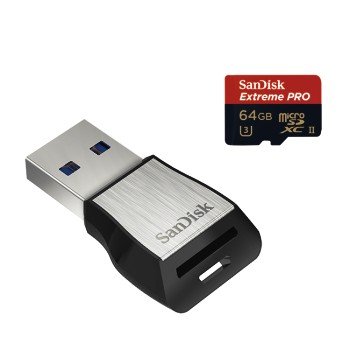 Karta pamięci SANDISK Extreme Pro SDSQXPJ-064G-GN6M3, microSDXC, Class 10 UHS-II U3 + adapter USB 3.0 SanDisk