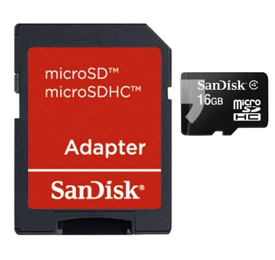 Karta pamięci SANDISK microSD, 16 GB, Class 4 + adapter SanDisk