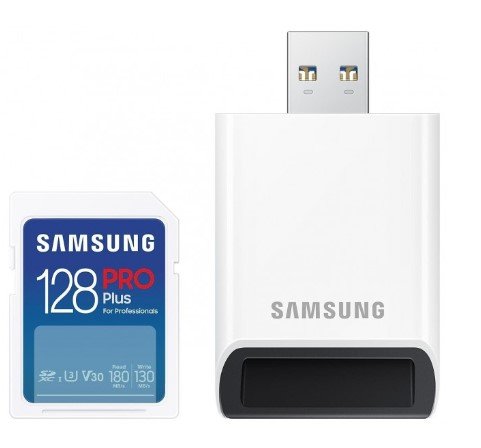 Karta pamięci SD Samsung PRO Plus 128GB MB-SD128SB z czytnikiem Samsung