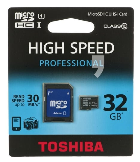 Karta pamięci TOSHIBA microSD SDHC 32GB class 10 + adapter Toshiba