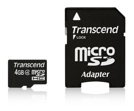 Karta pamięci TRANSCEND microSD, 4 GB, Class 4 + adapter SD Transcend