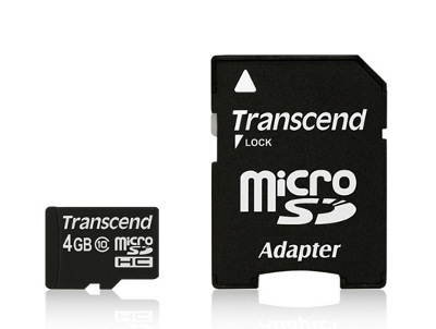 Karta pamięci TRANSCEND Premium microSDHC, 4 GB, Class 10 + adapter SD Transcend