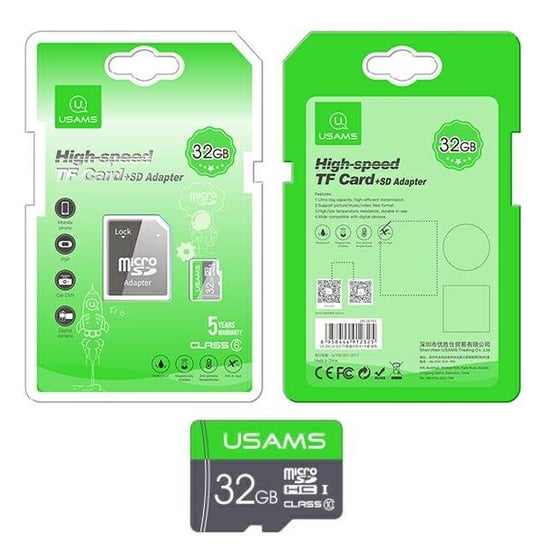 Karta pamięci USAMS 32GB 10C + adapter ZB118TF01 (US-ZB118) USAMS