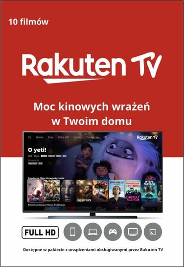 Karta przedpłacona Rakuten TV -  10 Filmów Full HD Rakuten TV