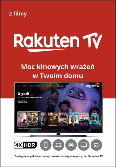 Karta przedpłacona Rakuten TV - 2 Filmy Ultra HD (4K) Rakuten TV