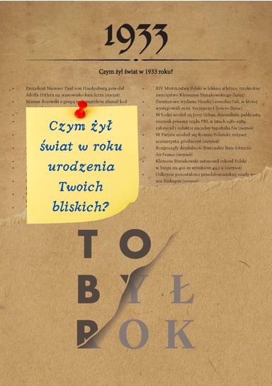 Karta To Był Rok 1933 - Prezent na 90 Urodziny ToBylRok.pl