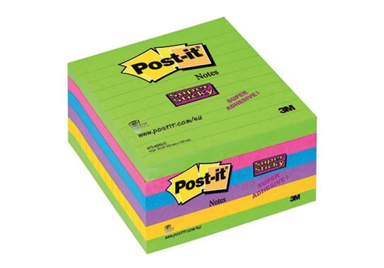 Karteczki post-it super sticky 100 x 100 mm linie mix kolor (6 x 90) Post-it