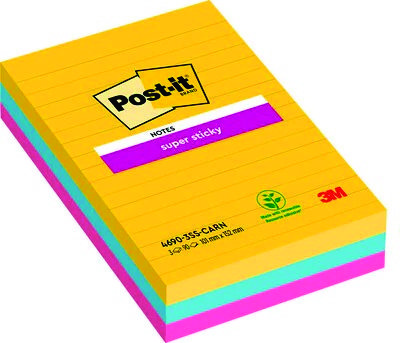 Karteczki Post-It Super Sticky 101 X 152 Mm Linie Mix Post-it