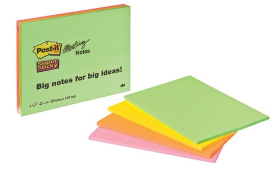 Karteczki Post-It Super Sticky 149 X 200 Mm 4 Kolory (4 X 45) Post-it