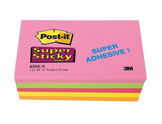 Karteczki Post-It Super Sticky 76 X 127 Mm 5 Kolorów 655s-N (5 X 90) Post-it