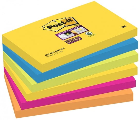 Karteczki post-it super sticky 76 x 127 mm 655-6ss-rio mix kolorów (6 x 90) Post-it
