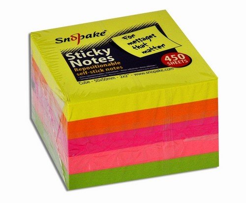 Karteczki samoprzylepne 50x50 neon 400 kartek Snopake/Swordfish