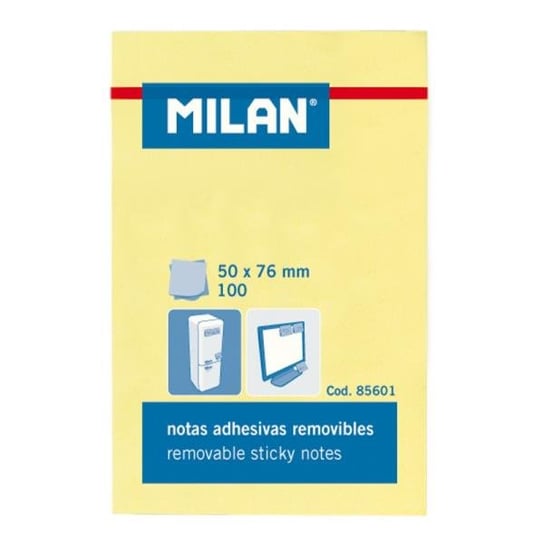 Karteczki samoprzylepne, 50x76 mm, 100 kartek Milan