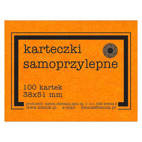 Karteczki Samoprzylepne Orange Fluo 38X51 Mm Ziemia obiecana jami