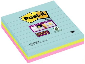 Karteczki samoprzylepne Post-it® Super Sticky XL, Miami, w linię, 101x101mm, 3x70 karteczek Post-it