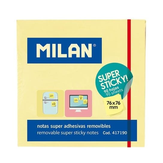 Karteczki samoprzylepne, super sticky, 76x76 mm Milan