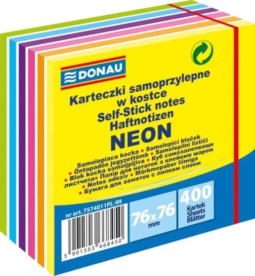 Karteczki samoprzylepne w kostce, neonowe Donau