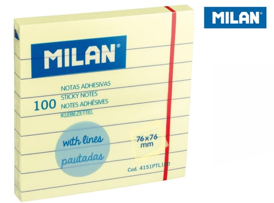Karteczki samoprzylepne w linię, 76x76 mm Milan
