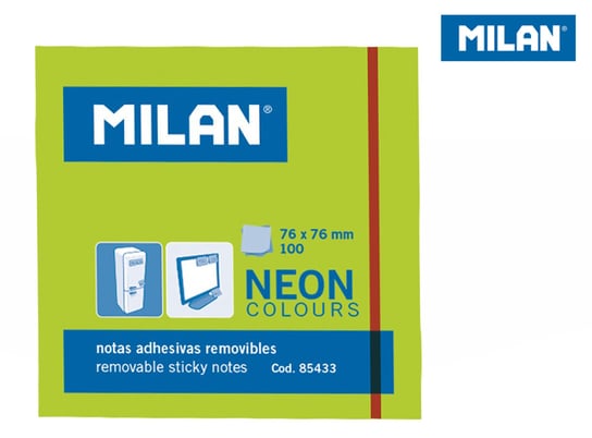Karteczki samoprzylepne, zielone neonowe Milan