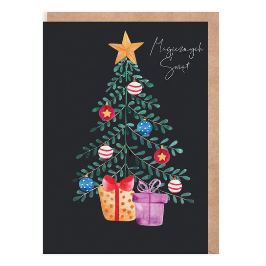 Kartka bożonarodzeniowa Choinka czarna Cardie