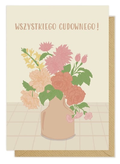 kartka bukiet kwiatów - ślub, urodziny, imieniny Pink Pug