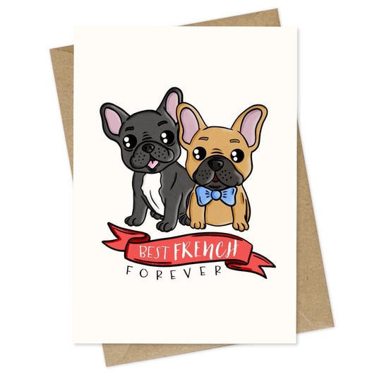 Kartka dla Przyjaciela Przyjaciółki Best French z psami urodzinowa / Papierove Love Inna marka