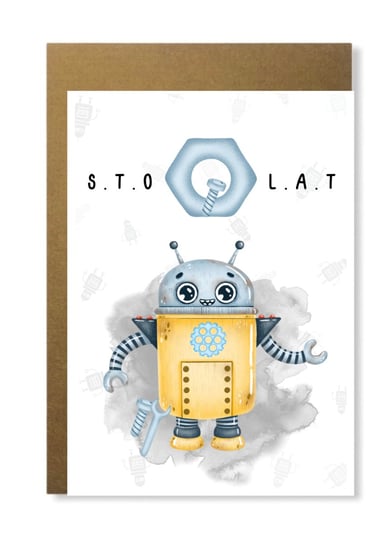 Kartka dziecięca z robotem robot mechanik prezent Manufaktura dobrego papieru